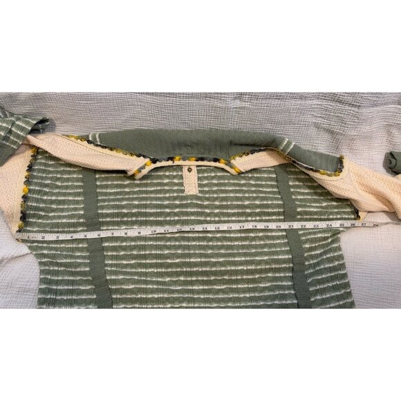 Miss Me Blouse Balloon Oversized Sweater strips Green boho grunge - Picture 11 of 12